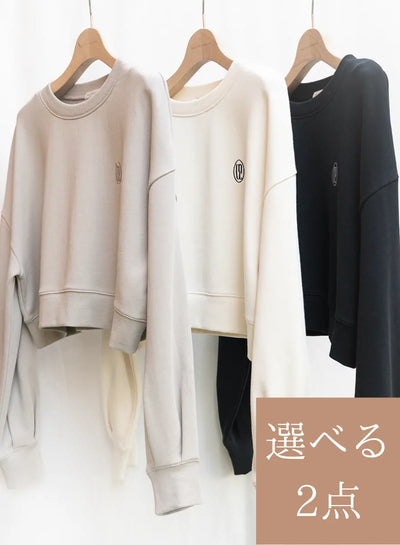 [2SET]ロゴ刺繍ショートスウェット（BLACK / ASH GRAY / OFF WHITE）