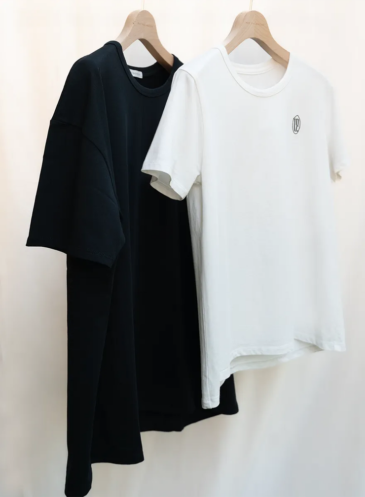 [2SET]ロゴ刺繍Tシャツ（WHITE / BLACK）