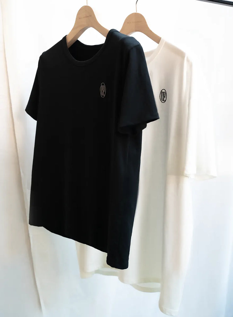 [2SET]ロゴ刺繍Tシャツ（WHITE / BLACK）