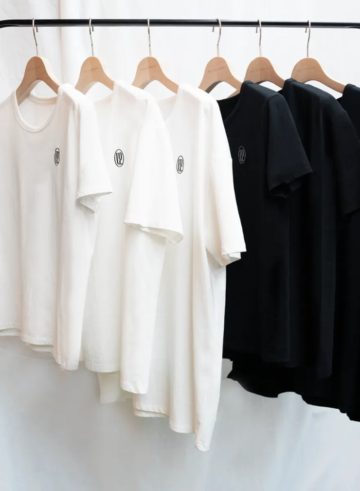 [2SET]ロゴ刺繍Tシャツ（WHITE / BLACK）