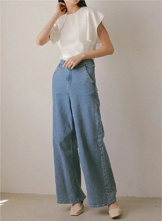 【MES VACANCES×EDWIN】CO:RE Denimワイドパンツ LightBlue (M / LightBlue)