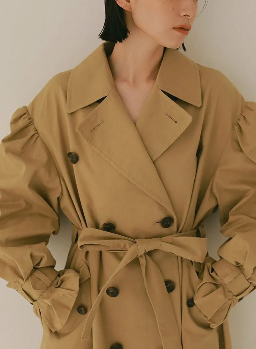 Organic cottonパフスリーブトレンチコート – MES VACANCES Organic cottonパフスリーブトレンチコート – MES VACANCES