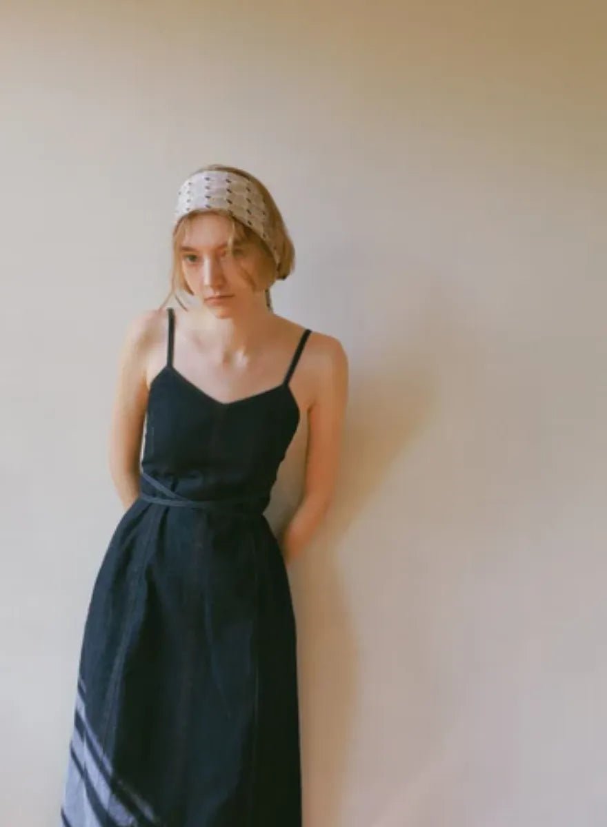 Organic cotton レースアップデニムワンピース | MES VACANCES