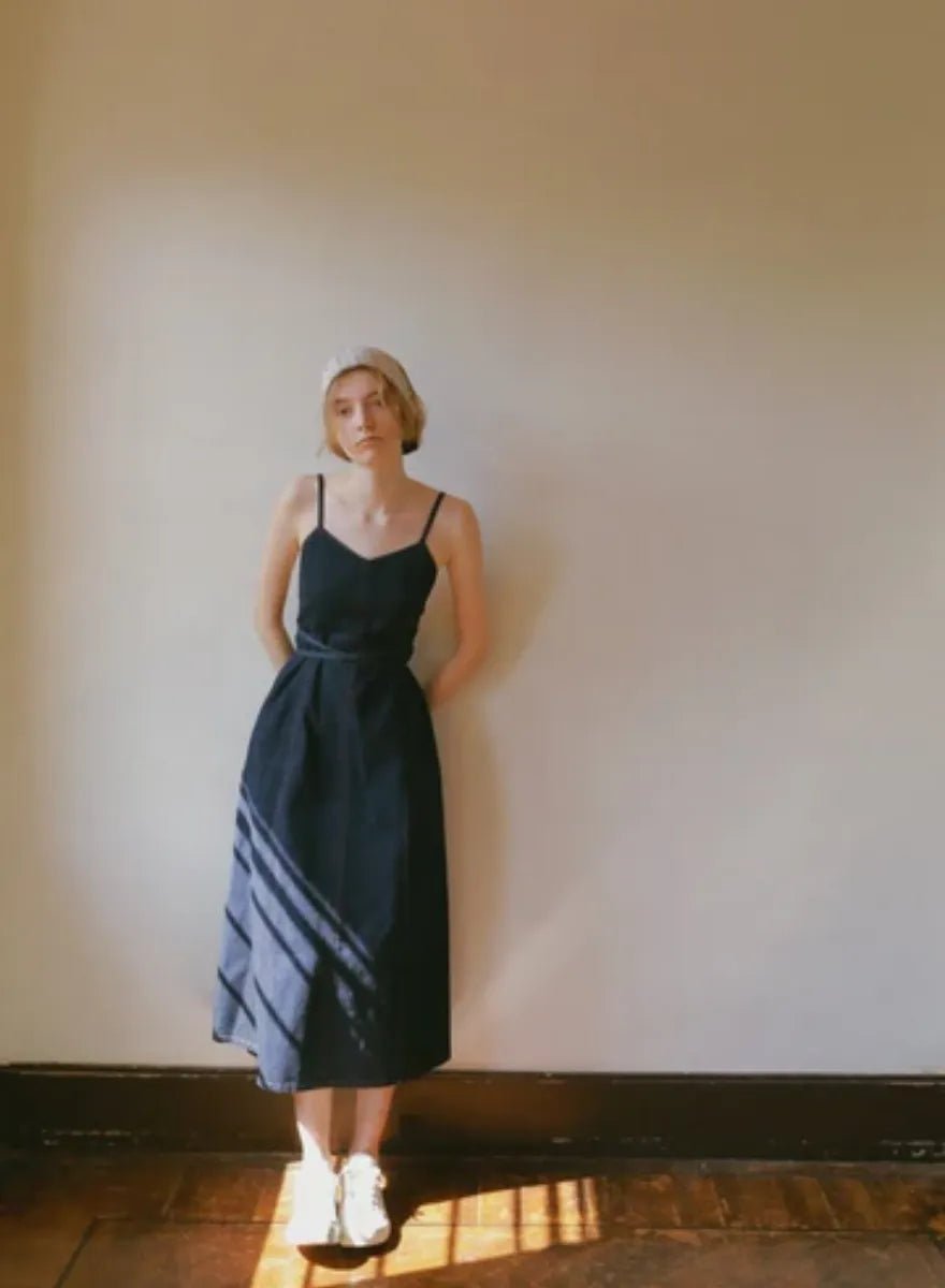 Organic cotton レースアップデニムワンピース | MES VACANCES