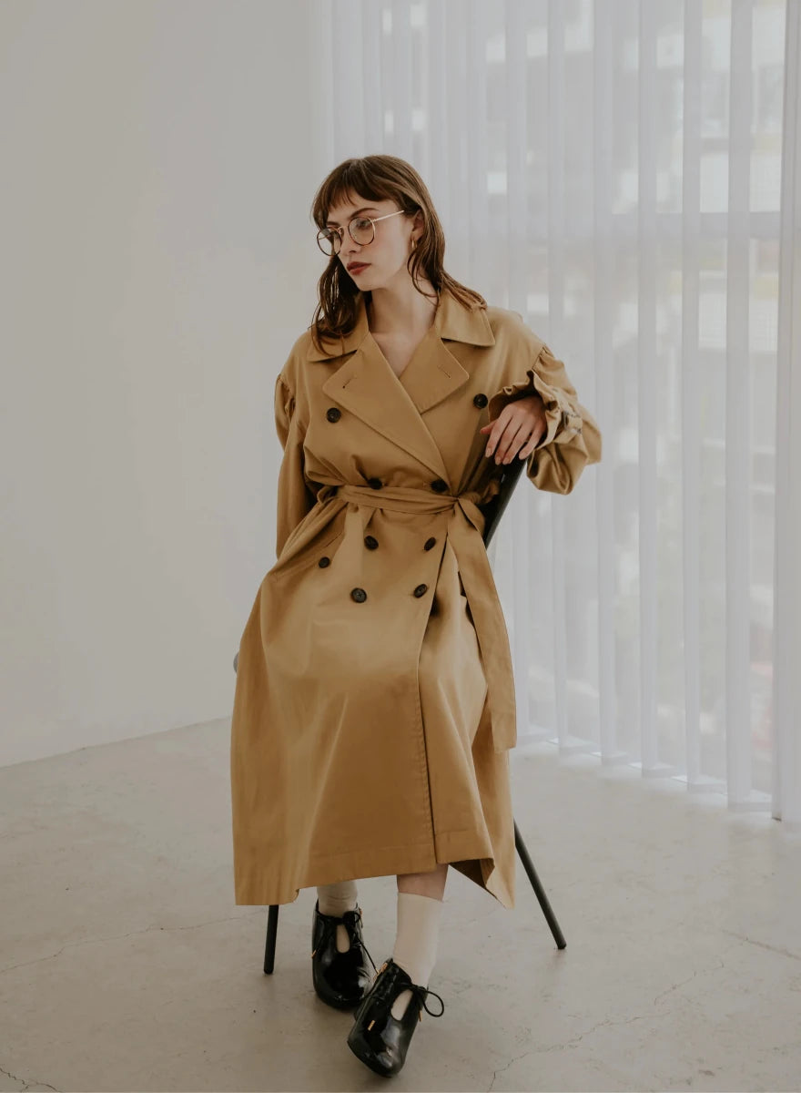MAISONSPECIAL  AIR VENTILEトレンチコート02 Organic cottonパフスリーブトレンチコート – MES VACANCES
