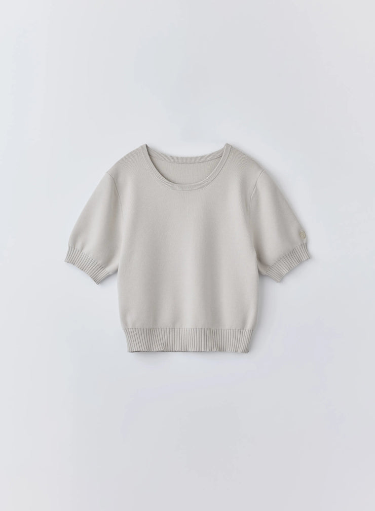 テンセルシルクロゴ刺繍ニット - MES VACANCES