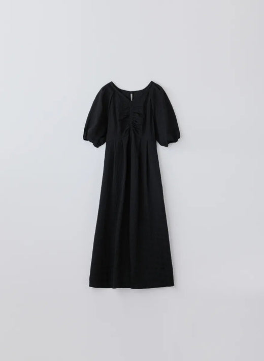 エアリーブルームジャガードワンピース (Black / Free)