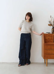 テンセルシルクロゴ刺繍ニット - MES VACANCES