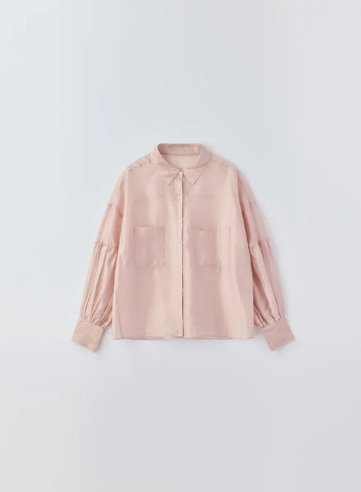 ボリュームスリーブシアーシャツ (GLOSS PINK / Free)
