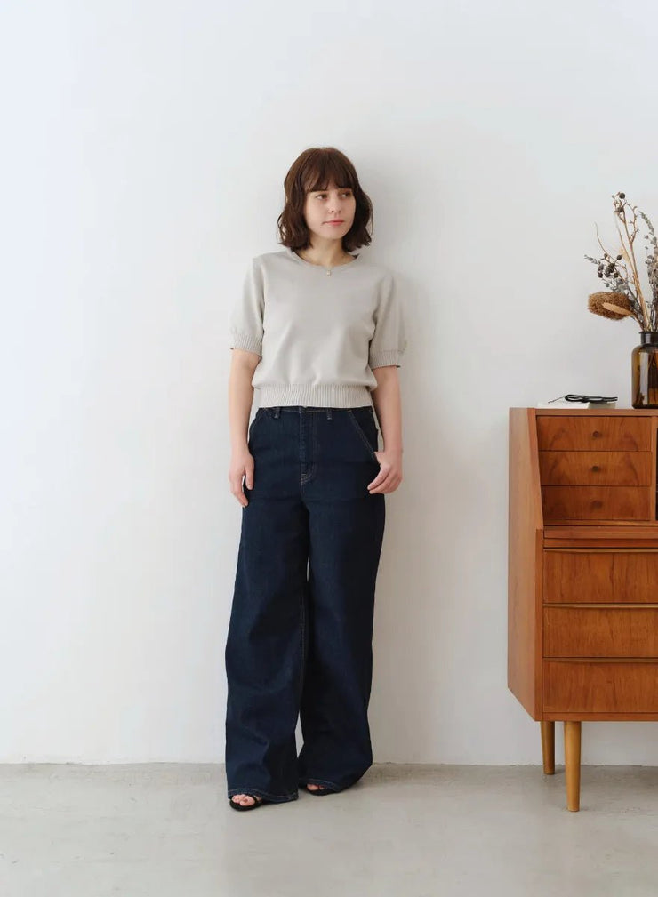 テンセルシルクロゴ刺繍ニット - MES VACANCES