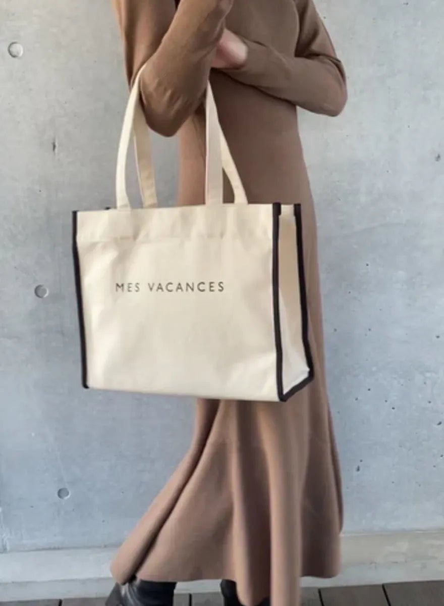 MES VACANCES - キャンバスロゴトートバッグ MES VACANCES - キャンバスロゴトートバッグ
