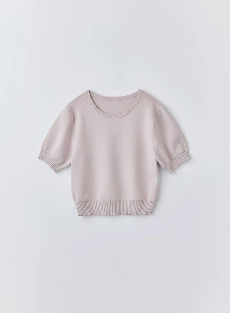 テンセルシルクロゴ刺繍ニット - MES VACANCES
