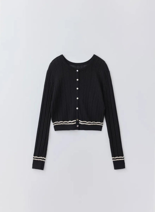 サマーニットクロシェカーディガン (Black / Free)