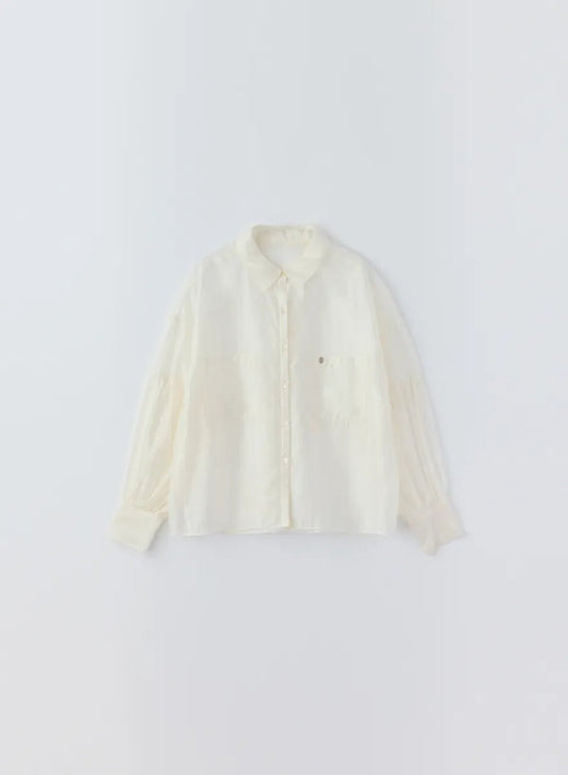 ボリュームスリーブシアーシャツ (SILKY WHITE / Free)