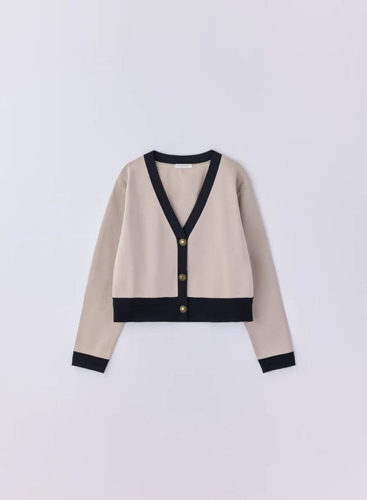 バイカラーニットカーディガン (GREIGE / Free)