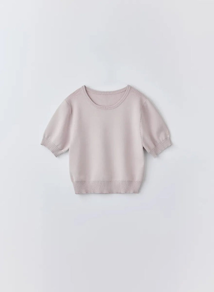 テンセルシルクロゴ刺繍ニット - MES VACANCES