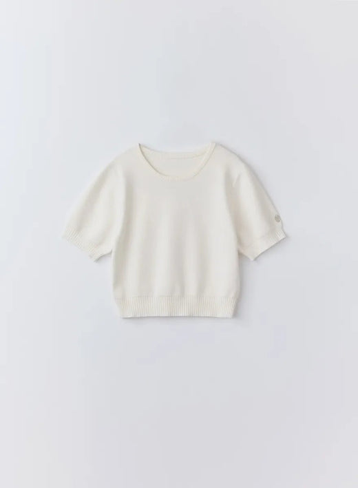 テンセルシルクロゴ刺繍ニット (White / Free)