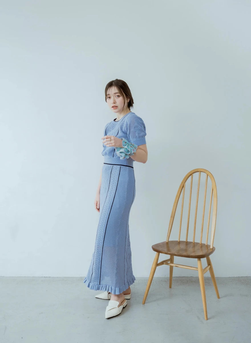 SET] ボタニカルメッシュニットトップス＋ボタニカルメッシュニット