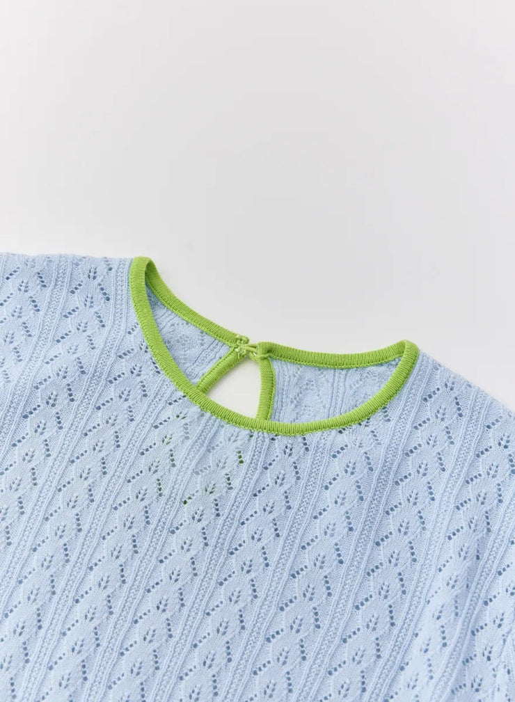 [SET] シルクレース編みショートトップス＋ツイーディーニットパンツ - MES VACANCES