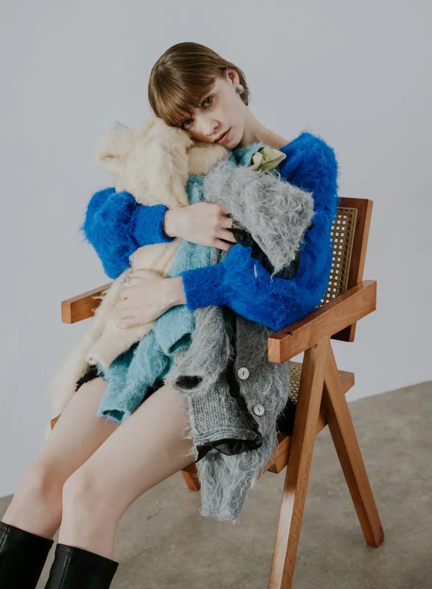 【美品】フォクシー　カーディガン　シルクコットン　シアー　ネイビー　40 L 美品】フォクシー カーディガン シルクコットン シアー ネイビー 40 L