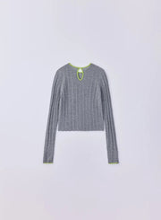 [SET] シルクレース編みショートトップス＋ツイーディーニットパンツ - MES VACANCES