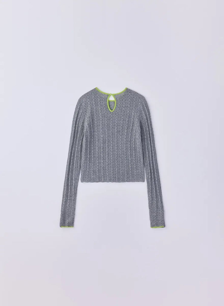 [SET] シルクレース編みショートトップス＋ツイーディーニットパンツ - MES VACANCES