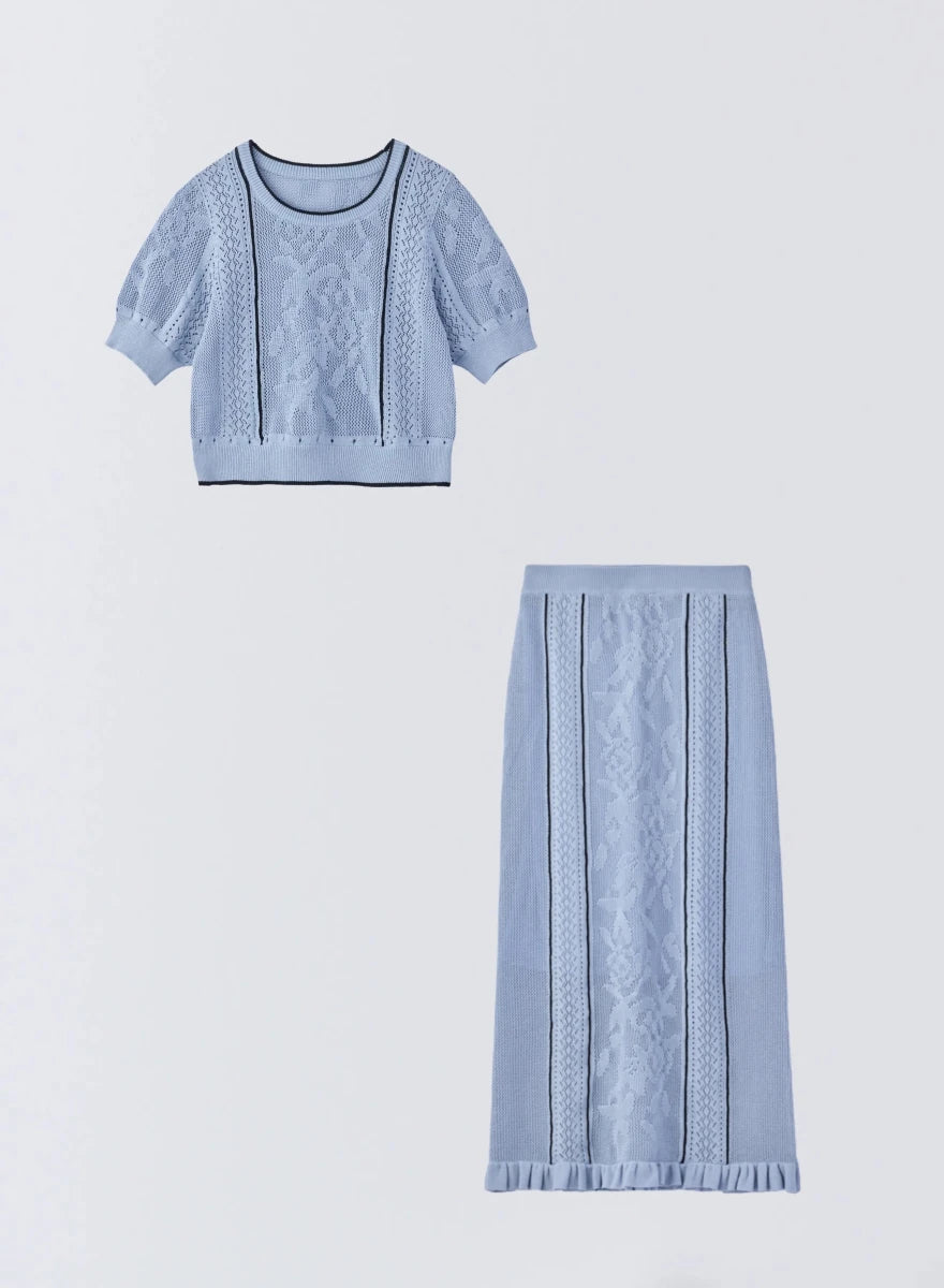 SET] ボタニカルメッシュニットトップス＋ボタニカルメッシュニット