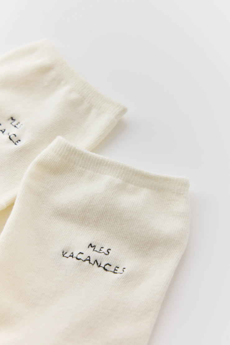 【ギフトSET】オーガニックコットンロゴ刺繍ソックス - MES VACANCES