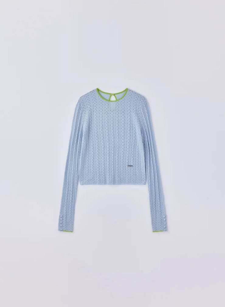 [SET] シルクレース編みショートトップス＋ツイーディーニットパンツ - MES VACANCES
