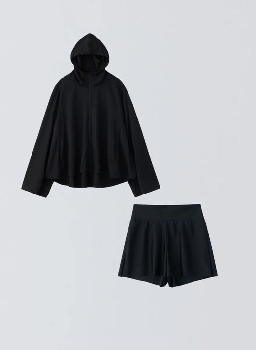 [SET]ブルームフレアラッシュガード＋選べるボトムスアイテム (Black / ブルームフレアショートパンツ / Black)