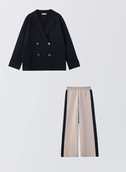 [SET]ダブルニットジャケット+サイドラインニットパンツ - MES VACANCES