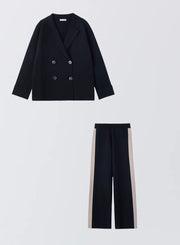 [SET]ダブルニットジャケット+サイドラインニットパンツ - MES VACANCES