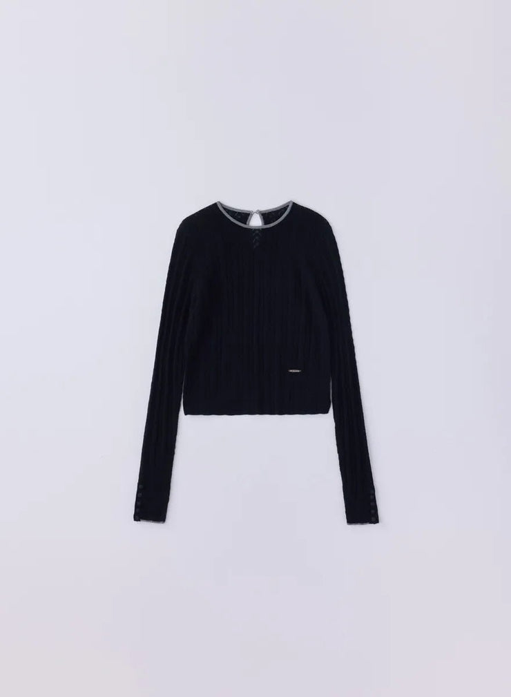 [SET] シルクレース編みショートトップス＋ツイーディーニットパンツ - MES VACANCES