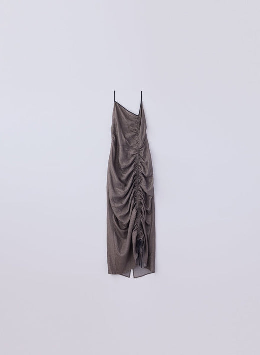 アシンメトリーギャザーキャミソールワンピース (Khaki Gray / Free)