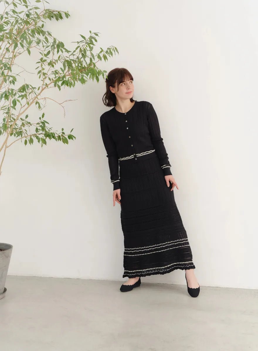 SET]サマーニットクロシェカーディガン+サマーニットクロシェスカート