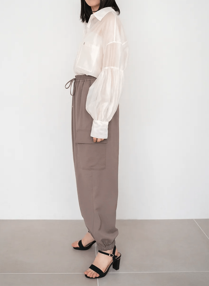 シェリエ　sheller ピンクベージュ　ショート　シャツ　袖　ポワン　春　羽織 シェリエ sheller ピンクベージュ ショート シャツ 袖 ポワン 春