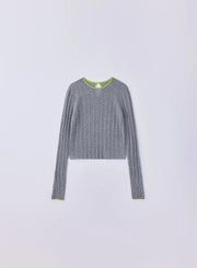 [SET] シルクレース編みショートトップス＋ツイーディーニットパンツ - MES VACANCES