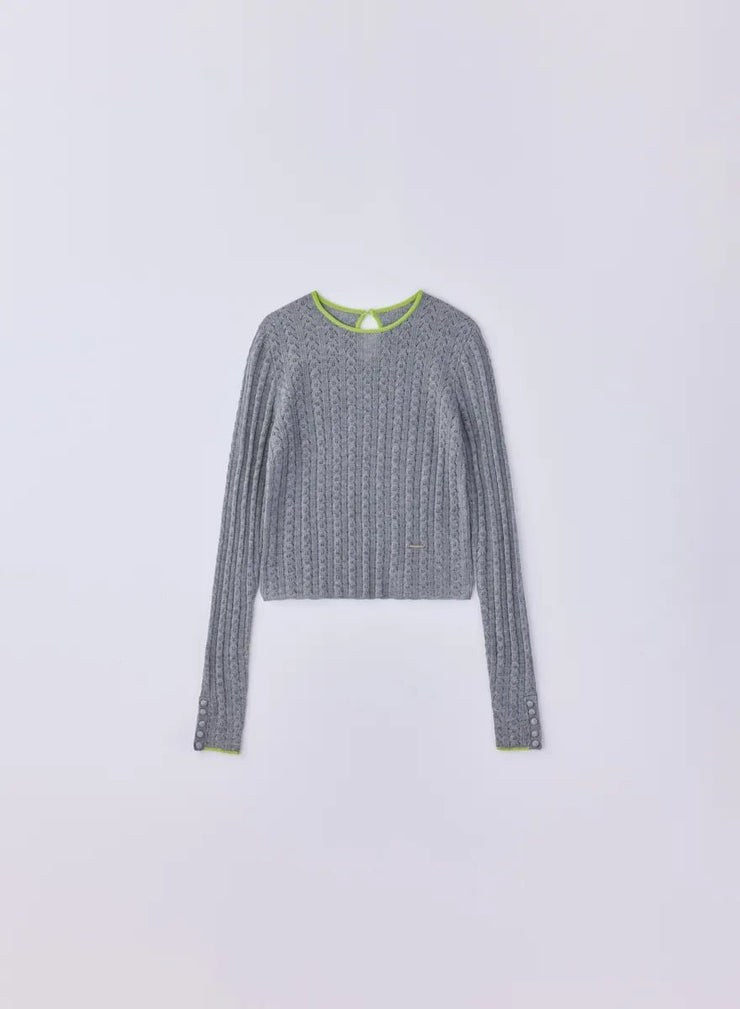 [SET] シルクレース編みショートトップス＋ツイーディーニットパンツ - MES VACANCES