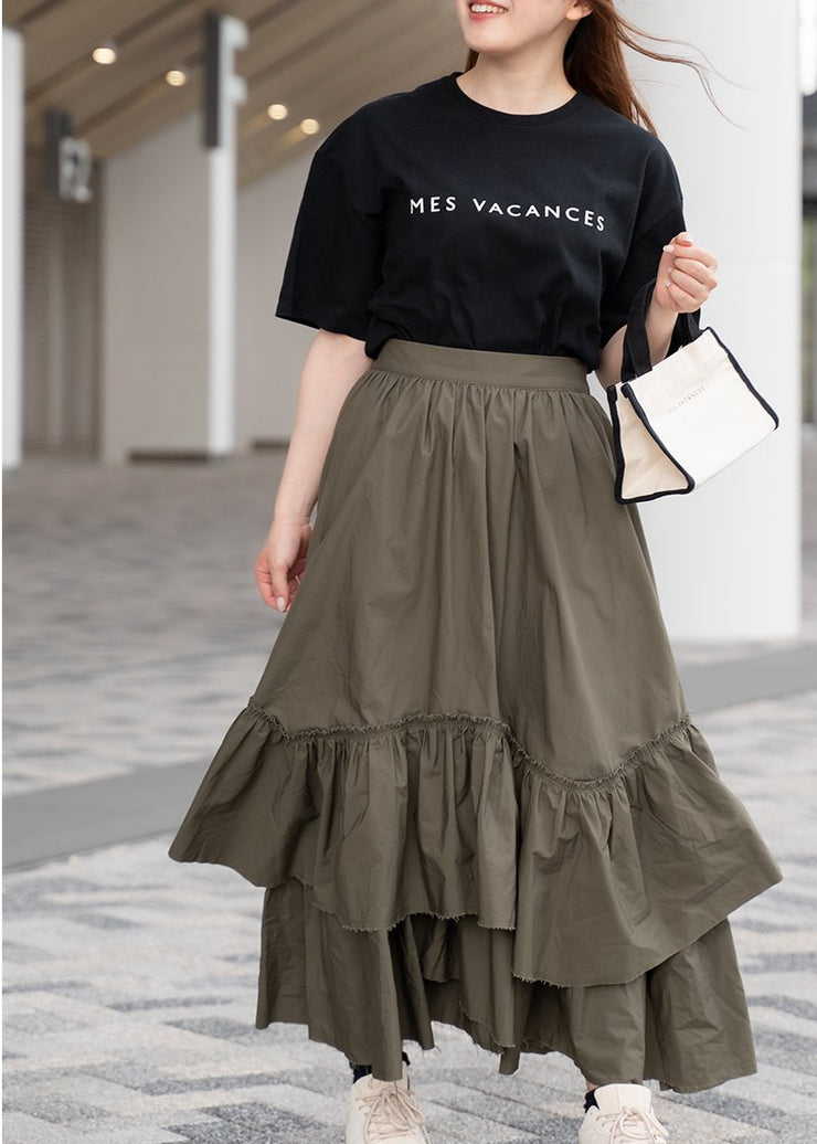 [Set]Botanical Dye ロゴTシャツ(Black)×Organic cotton ティアードスカート - LES TROIS GRACES