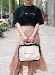 [set]【MES VACANCES×airCloset24SS】<br>Botanical Dye ロゴTシャツ(BLACK)<br>サテンエスカルゴスカート(MUTE PINK) - MES VACANCES