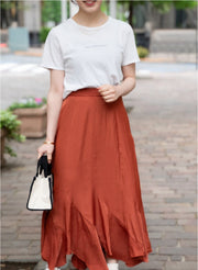 [set]【MES VACANCES×airCloset24SS】<br>Organic cotton ロゴTシャツ<br>サテンエスカルゴスカート(TERRACOTTA) - MES VACANCES