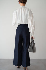 [set]【MES VACANCES×airCloset24SS】<br>コットンキャンディースリーブシャツ(PALE BLUE)<br>グレースクローバーベルトパンツ(BLACK) - LES TROIS GRACES