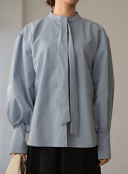 [set]【MES VACANCES×airCloset24SS】<br>コットンキャンディースリーブシャツ(PALE BLUE)<br>サテンエスカルゴスカート(BLACK) - LES TROIS GRACES