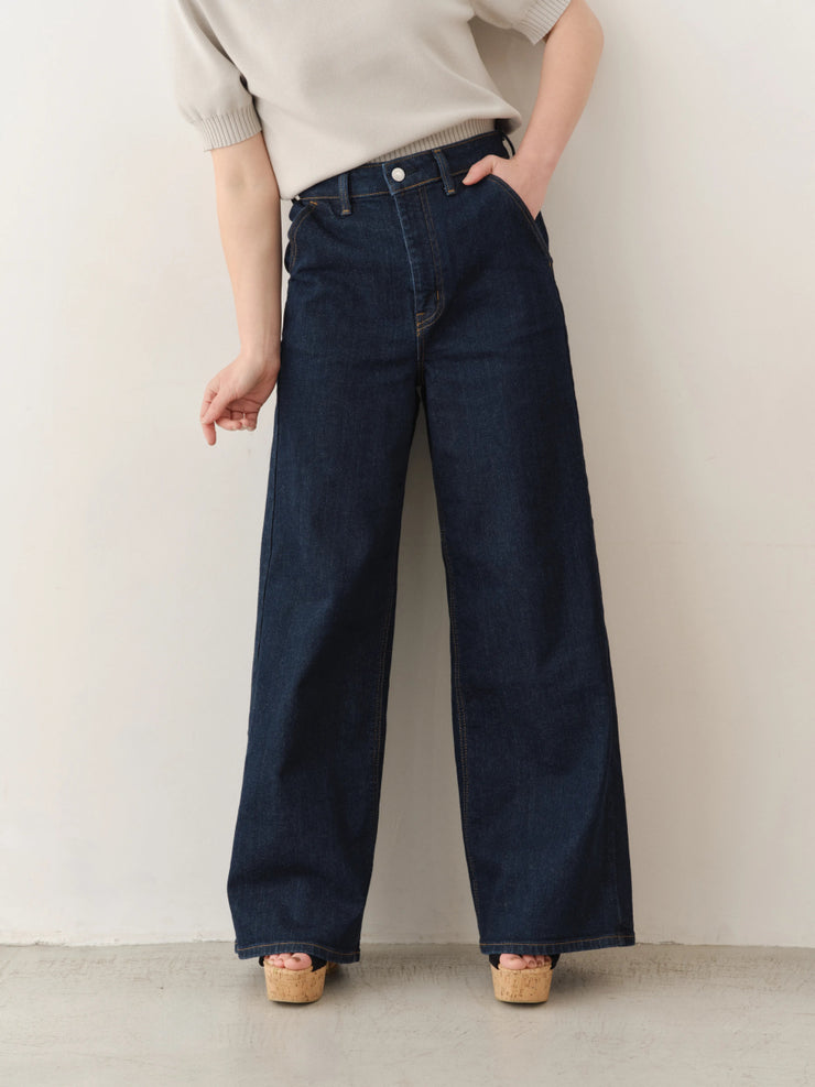 [SET]フラワーペタルブラウス+【MES VACANCES×EDWIN】 CO:RE DENIM ワイドパンツ Indigo - MES VACANCES