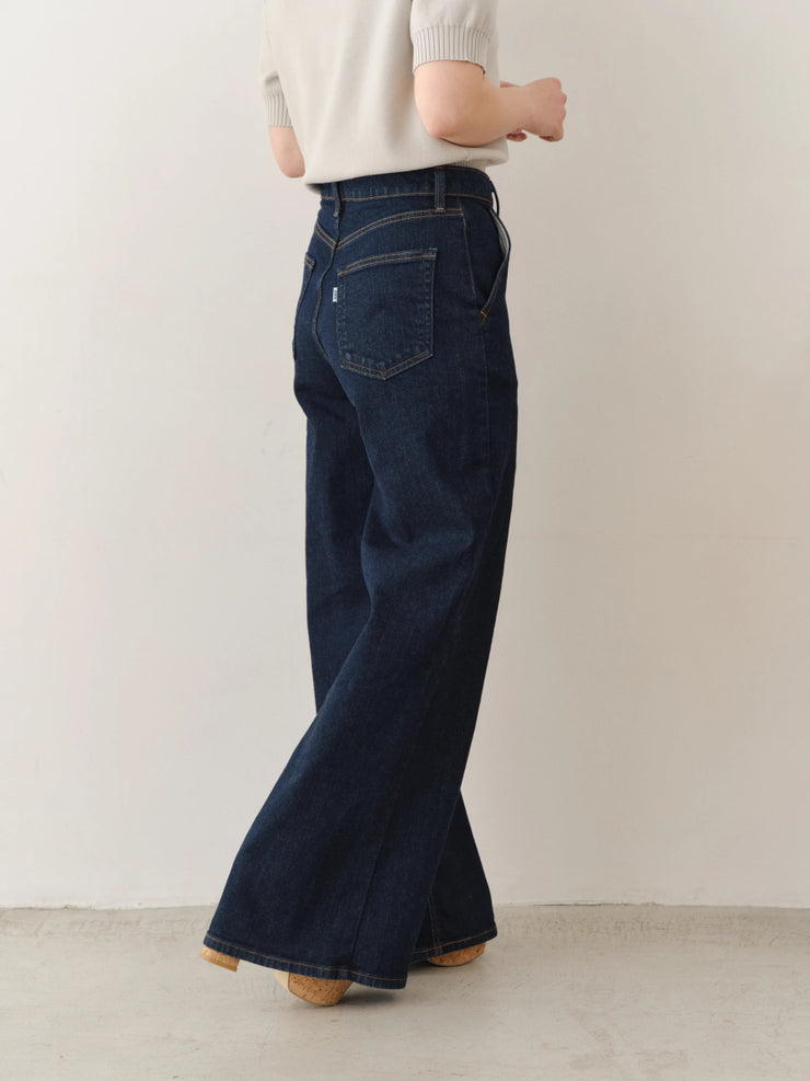 [SET]フラワーペタルブラウス+【MES VACANCES×EDWIN】 CO:RE DENIM ワイドパンツ Indigo - MES VACANCES