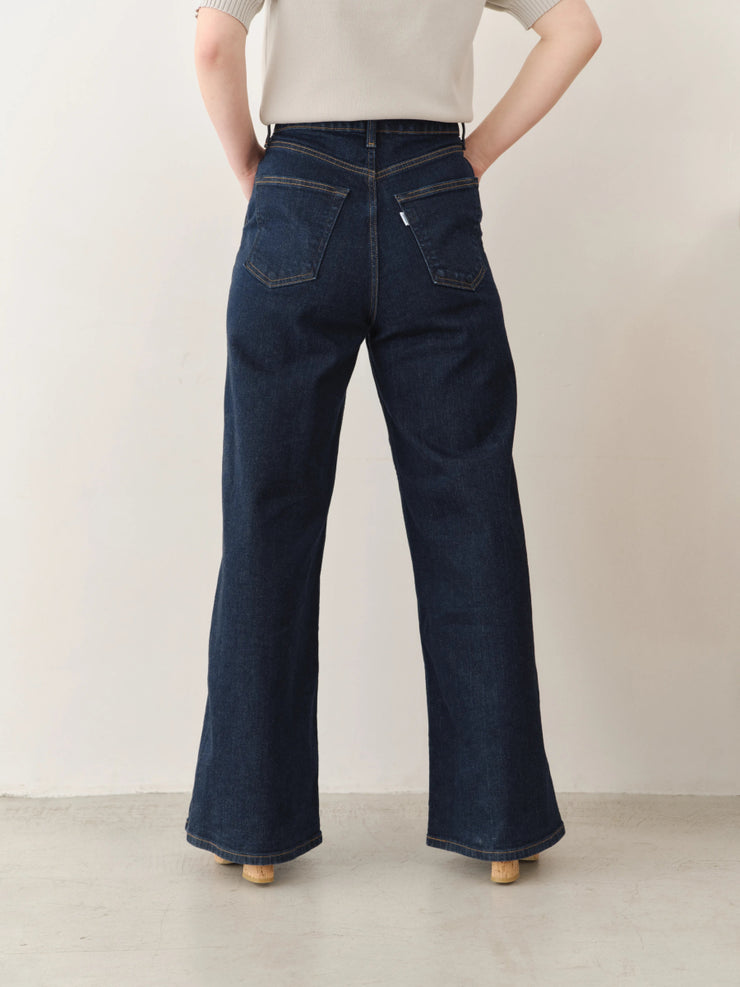 [SET]フラワーペタルブラウス+【MES VACANCES×EDWIN】 CO:RE DENIM ワイドパンツ Indigo - MES VACANCES