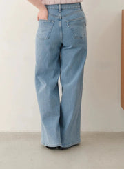 [SET]フラワーペタルブラウス+【MES VACANCES×EDWIN】 CO:RE DENIM ワイドパンツ LightBlue - MES VACANCES