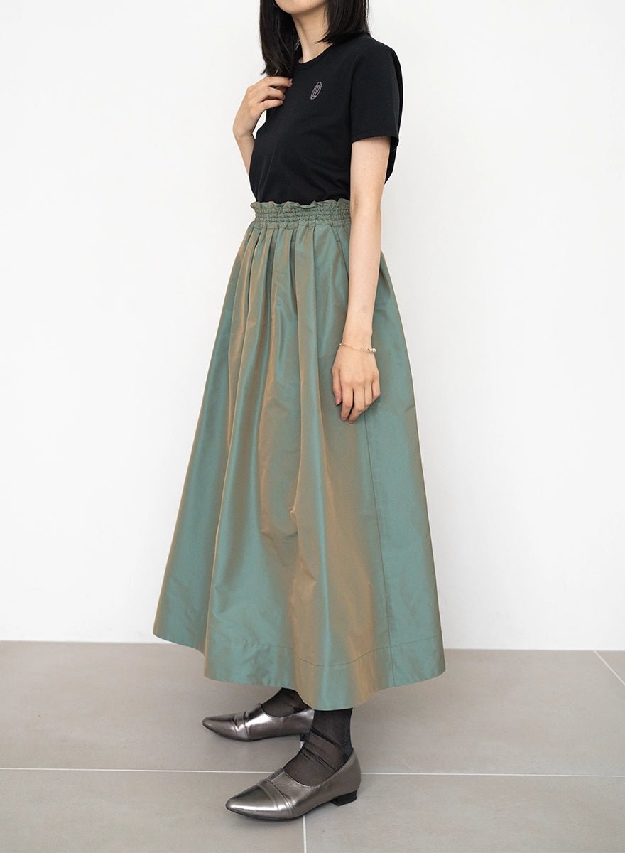 SET]ロゴ刺繍Tシャツ+タックギャザースカート – MES VACANCES