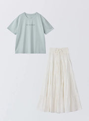 [SET]サマーロゴTシャツ+フラワーペタルスカート - MES VACANCES