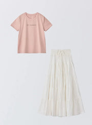[SET]サマーロゴTシャツ+フラワーペタルスカート - MES VACANCES